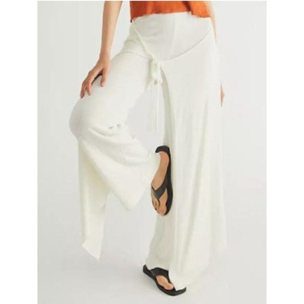 Free People Beach Cover-Up Island Boho Wide Leg Ivory Pant XS